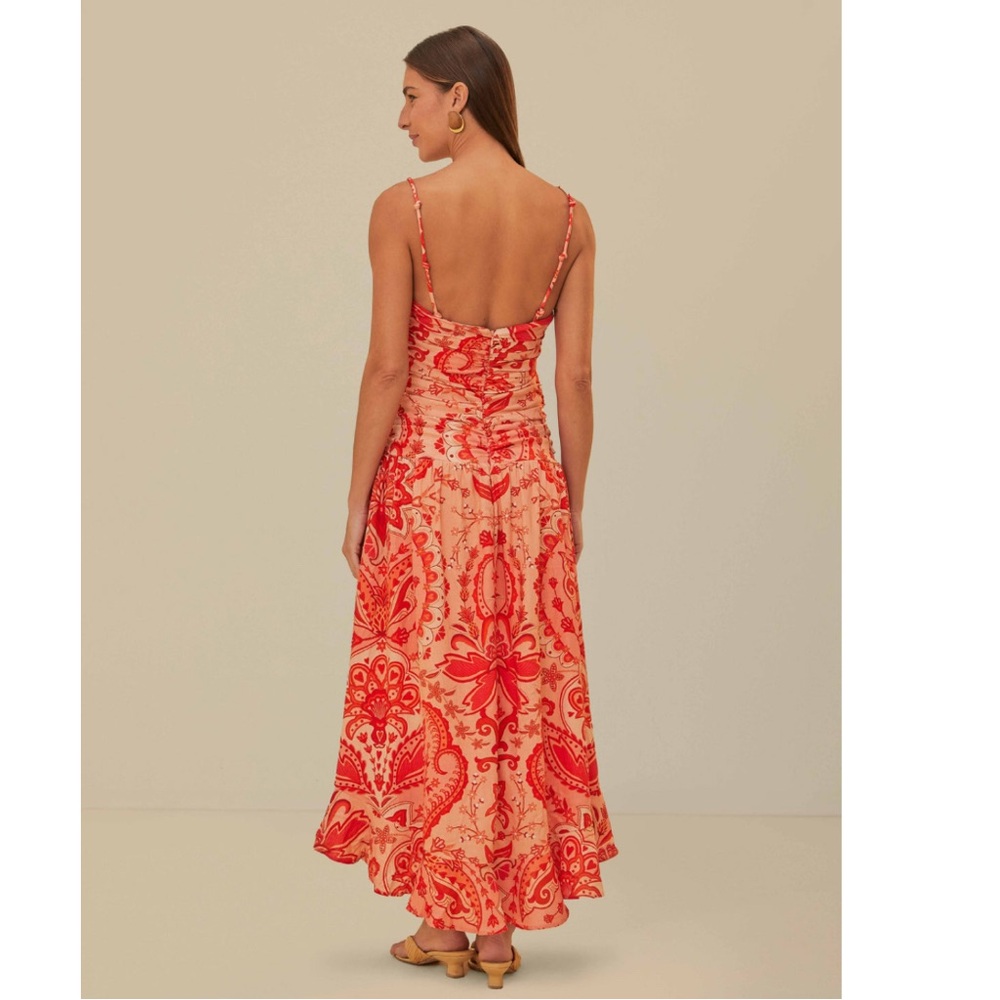 FARM Rio Red Jaipur Crossover Euroflax Linen Maxi Dress Size Small NWT - Picture 4 of 16